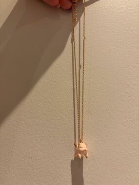 Kate Spade pig with wings rose gold necklace